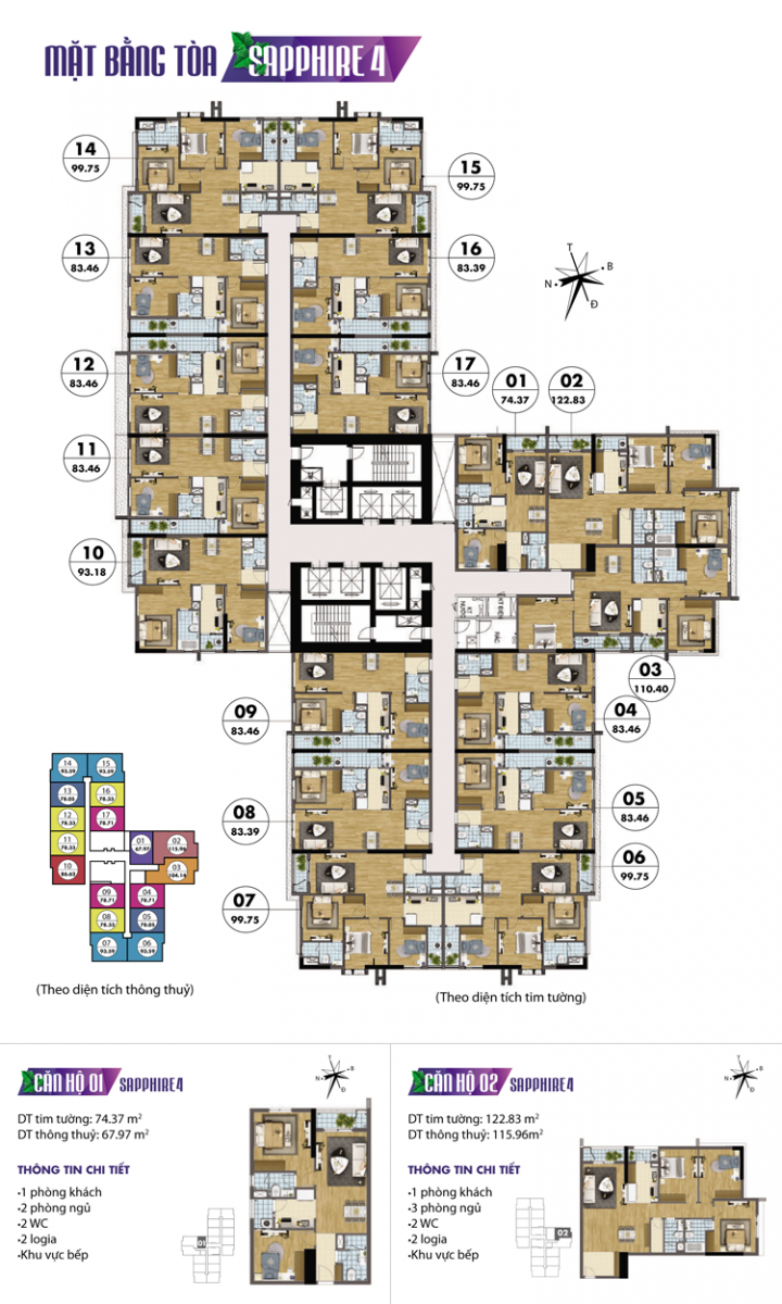 Mặt bằng căn hộ Sapphire 8